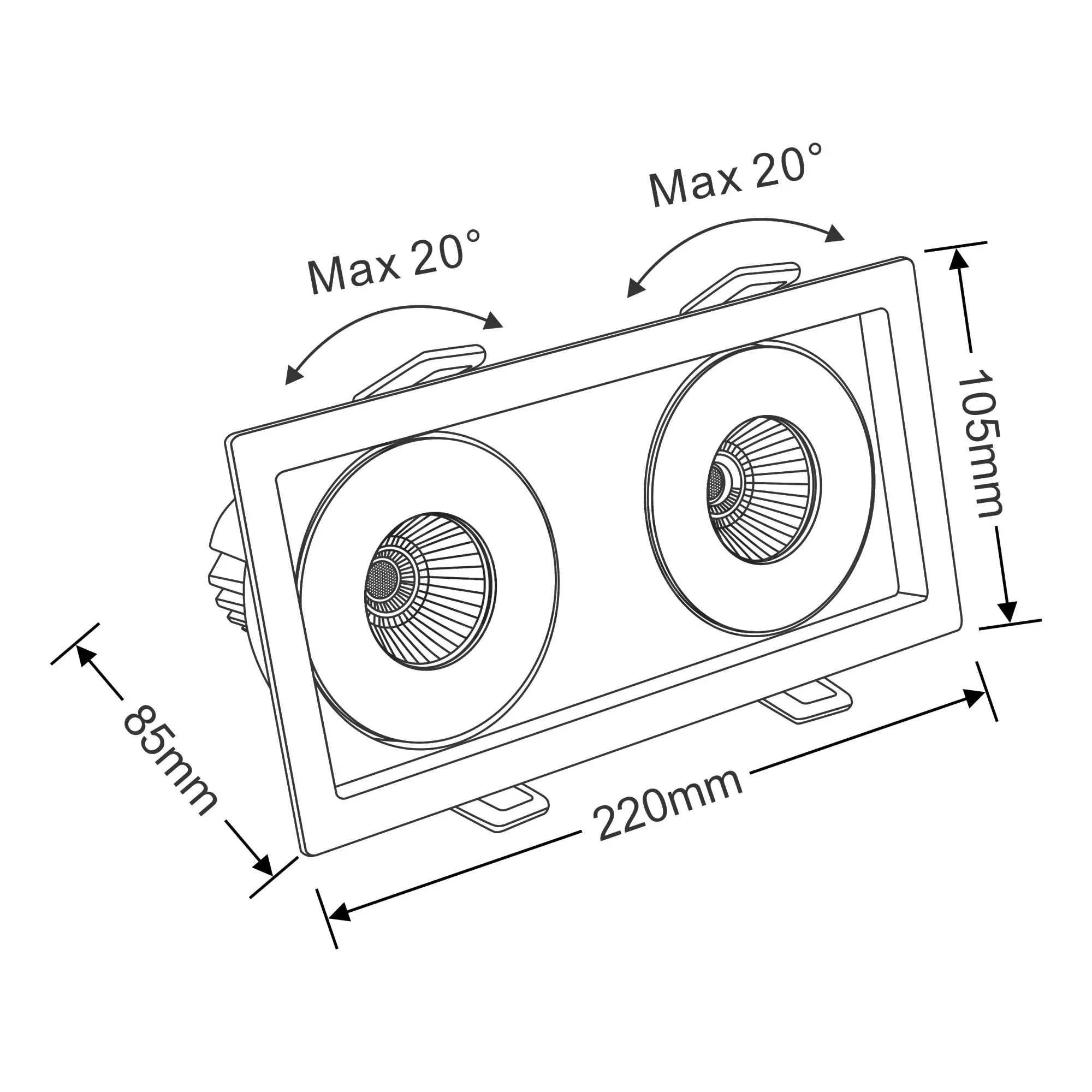 BIZZ 12-2 Recessed Ceiling Luminaires Dlux Multi-Head Recess Ceiling